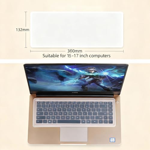 TORMEN Laptop Keyboard Cover Protector — Silicone Keyboard Skin L:14" x W:5" (36×13cm) for 15–17" Laptops Waterproof Dustproof Thin Typing Guard (2 Pcs Purple)