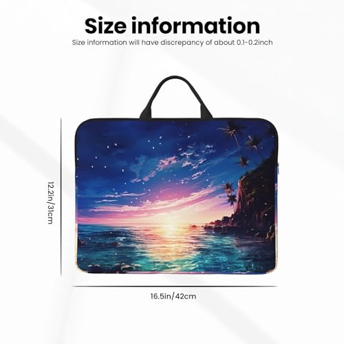 14 inch Laptop Sleeve with Handle Shockproof Laptop Bag Waterproof Computer Cover Bag Night Ocean Briefcase