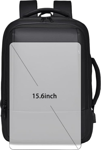 Laptop Backpack, Expandable Business Travel Bag, Water Resistant, USB Charging Port, Fits 15.6 Inch Laptop (Gray) - color: Gray