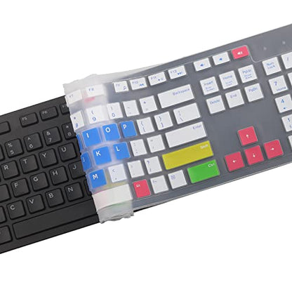 Keyboard Cover Skin for Dell KM636 KB216 KB216t KB216d KB216p Wired & Wireless Keyboard, Dell Optiplex 5250 3050 3240 5460 7450 7050, Dell Inspiron Desktop 24" 27" 5400 5490 7700 7790 3475 3670 3477 - color: Candy Blue