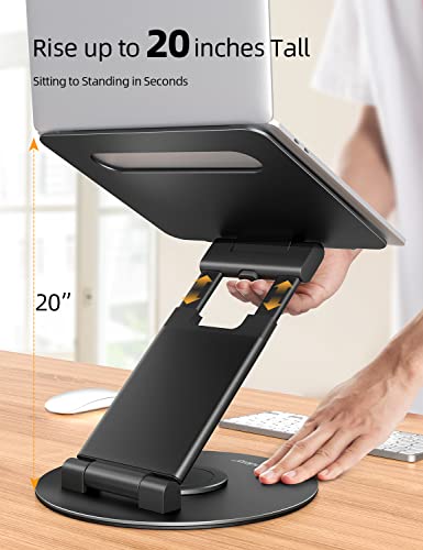 Nulaxy Telescopic 360 Rotating Laptop Stand for Desk Adjustable Height Swivel Pull Out Design Ergonomic Laptop Riser Fits All 10-17" Laptops Computer MacBook, Black - color: C-Black