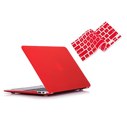 RUBAN Case Compatible with MacBook Air 13 Inch (Models: A1369 & A1466, Older Version 2010-2017 Release), Slim Snap On Hard Shell Protective Cover and Keyboard Cover, Red - color: Red