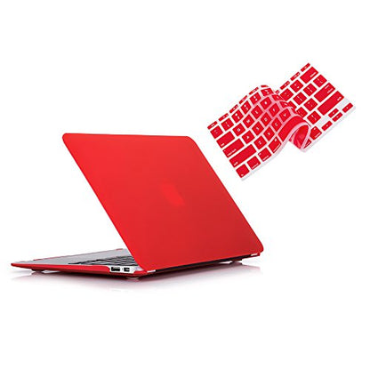RUBAN Case Compatible with MacBook Air 11 Inch Release (A1370/A1465) - Slim Snap On Hard Shell Protective Cover and Keyboard Cover for MacBook Air 11, Red - color: red
