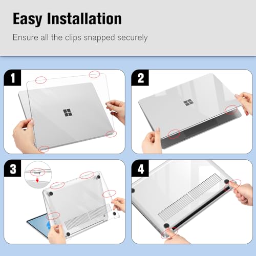 Fintie Case for 13.8 Inch Surface Laptop 8 2026 / Surface Laptop 7 2024 | Hard Shell, Slim Fit, Crystal Clear - color: Crystal Clear