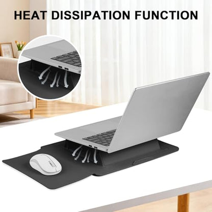 HoYiXi 15.6" Laptop Sleeve Case PU Leather with Stand Compatible with MacBook Pro 16/15.4'' MacBook Pro 15, Mac Air 15/ Dell, Matebook,Asus,15-16'' Laptop Bag,(Patent Pending),Black - color: Black, size: 15.6'' /15-16 Inch Laptop