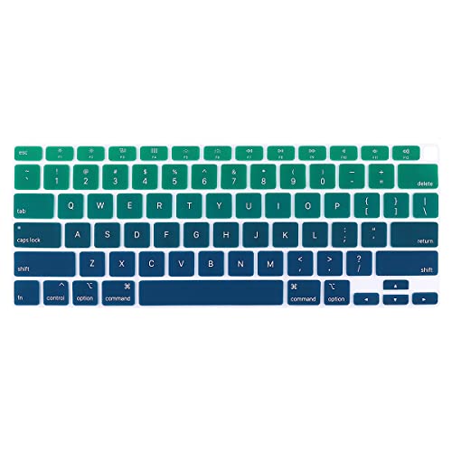Batianda Ultra Thin Ombre Color Keyboard Cover for New MacBook Air 13 Inch 2020 A2337 M1 Chip (with Touch ID & Retina Display) Waterproof Durable Laptop Protector Silicone Skin, Gradient Green - color: Gradient Green