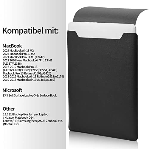 Compatible with Apple 14/13.3 inch Laptop Sleeve, Padded Case, Portable Bag - Black - color: black