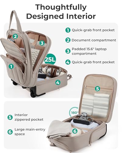 BAGSMART Small Underseat Carry on Luggage with Wheels, 16 inch Small Under Seat Luggage, Lightweight Travel Suitcase for Women, Brown - color: Brown