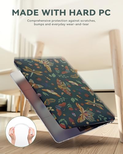 iCasso Compatible with MacBook Air 13 inch Case 2020-2018 Release A2337 M1 A2179 A1932, Slim Anti-Scratch Protective Plastic Hard Shell Case+Keyboard Cover for Mac Air 13.3-Green Butterfly - color: B-Green Butterfly