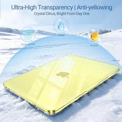 MOSISO Compatible with MacBook Neo Case 13 inch 2026 A3404 A18 Pro Chip | Ultra-Thin Surpass Natural Beauty Seamlessly Closes Protective Hard Shell Case Cover, Crystal Citrus - color: Crystal Citrus