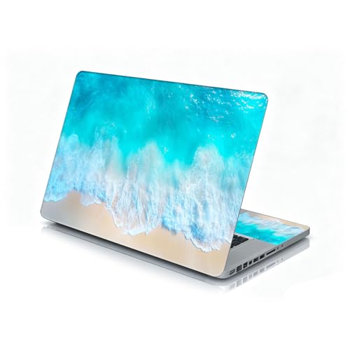 Universal Laptop Skin Sticker Decal, 12"-15.6" Aesthetic Vinyl Wrap, Aerial Beach Waves Waterproof Notebook Cover Art Protector for MacBook HP Dell Lenovo, Fits 13" 14" 15" 15.6" - color: Aerial Beach Waves