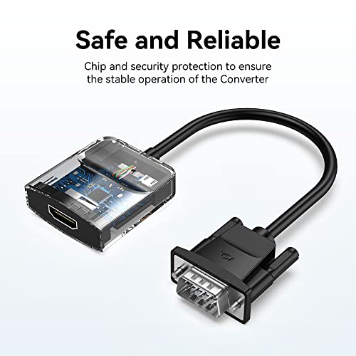 VENTION VGA to HDMI Adapter 1.5FT-1080P Video Dongle Adaptador VGA Converter with Audio Cable and Micro USB Cable,Male to Female for PC,Monitor HDTV (Note: VGA to HDMI Only, Not Bi-Directional) - color: 1.5FT