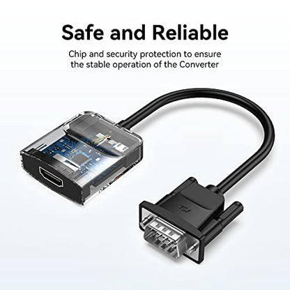 VENTION VGA to HDMI Adapter 1.5FT-1080P Video Dongle Adaptador VGA Converter with Audio Cable and Micro USB Cable,Male to Female for PC,Monitor HDTV (Note: VGA to HDMI Only, Not Bi-Directional) - color: 1.5FT