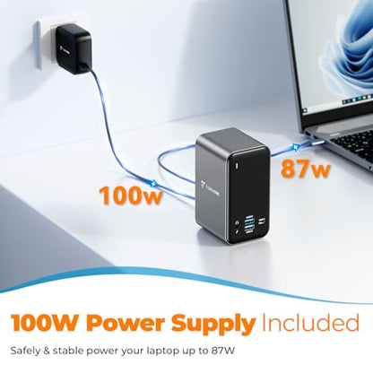TobenONE Laptop Docking Station 3 Monitors with 2 HDMI/DP,100W Power Supply | USB C Docking Station with 7 USB-C/A,Ethernet,PD 3.0,Compatible for Thunderbolt 4/3 Windows/Dell/HP/Lenovo/Thinkpad Laptop
