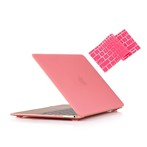 Compatible with MacBook 12 Inch A1534 - Slim Snap On Hard Shell Protective Cover and Keyboard Cover (Pink) - color: Pink