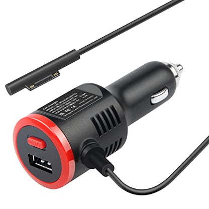 TREE.NB 41W 12V 2.58A Surface Car Charger, Power Supply for Microsoft Surface Pro 3/Pro 4/Pro 5/Pro 6, Surface Book, Surface Go, Surface Laptop with USB Charging Port(5V 2.1A) - size: 41W