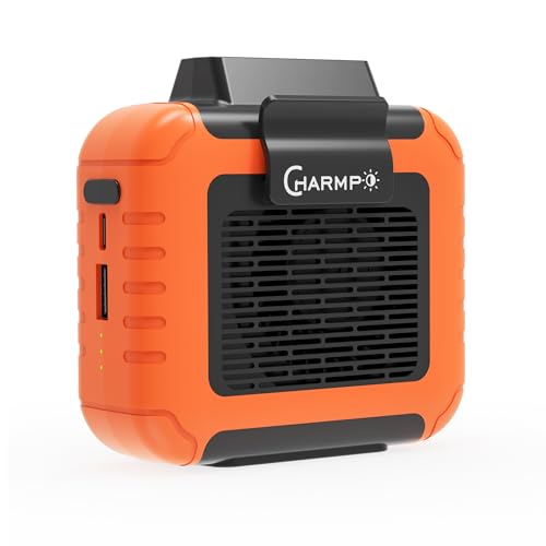 Portable Waist Fan - 6000mAh Battery, 3 Speeds, Strong Airflow, Up to 16 Hours Working Time, Portable Hands-Free Cooling Belt Clip Fan for Construction Workers, Couriers, and Campers - color: Orange, size: Small