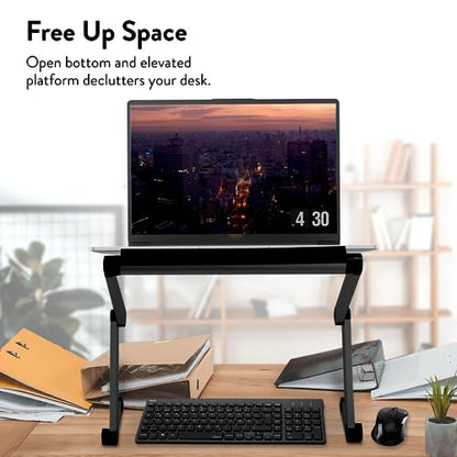 Uncaged Ergonomics Adjustable Book Holder, Tablet & Laptop Stand, Aluminum Portable Reading Stand for Textbooks & Cookbooks, Recipe Holder for Kitchen Counter, Black - color: Black