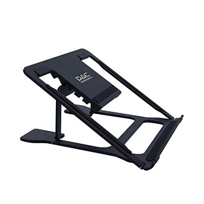 DAC Portable Laptop Stand with 6 Height Levels, Height Adjustable Foldable Aluminum Laptop Riser, Non-Skid Notebook Computer and Tablet Stand for Desk, Black, Fits Any MacBook or Laptop up to 16"
