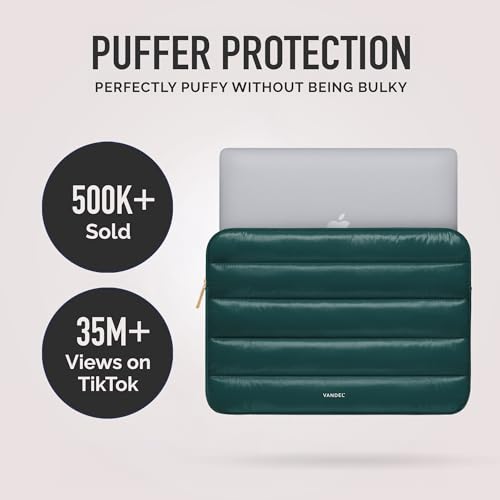 Vandel The Original Puffy Laptop Sleeve 13-14 Inch, Laptop Sleeve for Women | Protective Carrying Case Cover for MacBook Pro 14 in, MacBook Air 13 Inch, iPad Pro 12.9, Dell, Asus, HP - color: f. Shiny Emerald