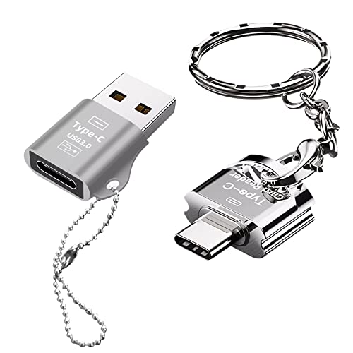 USB C Micro SD Card Reader with Keychain – USB-C to Micro SD/TF Card Reader with USB 3.0 Adapter, High-Speed OTG Reader for MacBook, iPad Pro, Galaxy, iPhone 15, Laptop, Tablet & Phone