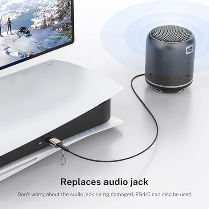 MOSWAG 2 Pack USB to 3.5mm Jack Audio Adapter, External Stereo Sound Card | Smart Sound Chip, Mini Size USB to Audio Aux Adapter TRRS Female Headset for PS5/PS4, Headphone, Mac, Linux, Laptop, Desktops - size: 2 Pack