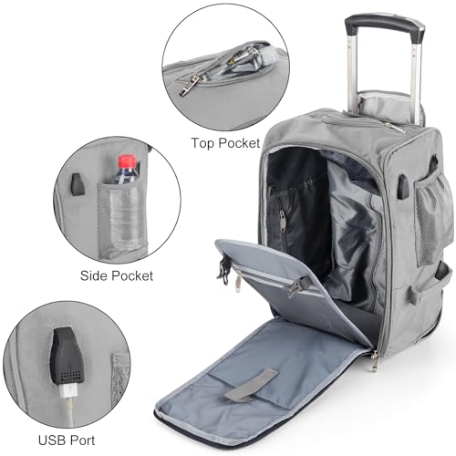 Boardingblue 17x10x9 Inches United Airlines Rolling Personal Item Under Seat Duffle Bag Luggage Suitable For Major Airlines Including Spirit and Frontier. - color: Grey