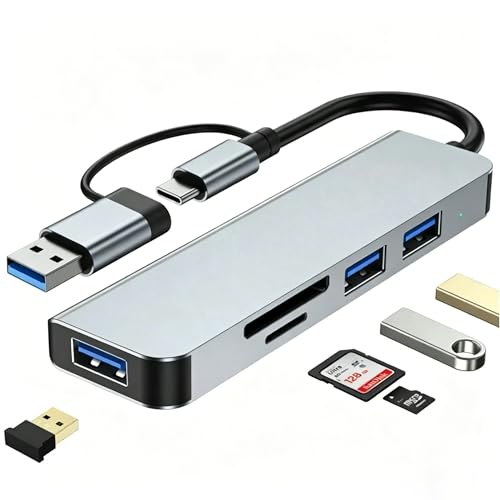 USB C Hub 3.0 Multiport Adapter with SD Card Reader Audio Jack 5 in 1 USB Extender Adapter for USB-C Laptops PC Tablet - color: 5in1