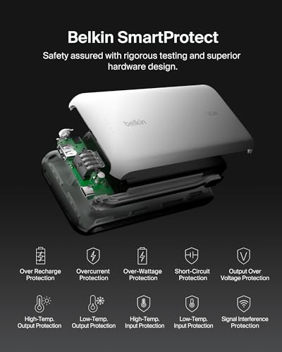 Belkin 20000mAh 30W USB C Power Bank, Portable Charger for iPhone & iPad | Fast Charging, Integrated USB C Cable, Eatra USB C Port, iPhone 17, iPad, Samsung Galaxy S26, Charge 2 Devices - color: White, style: 20K mAh