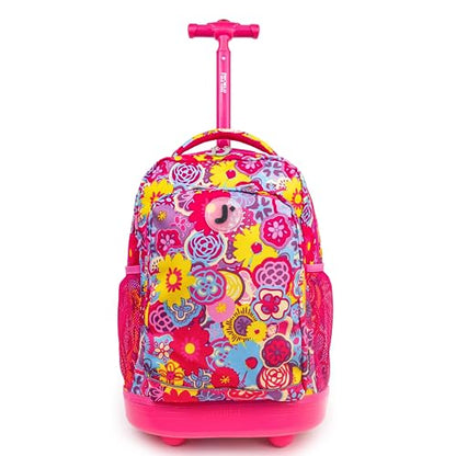 J World Sunny Rolling Backpack for Kids. Roller Bag With Wheels, Poppy Pansy - color: Poppy Pansy
