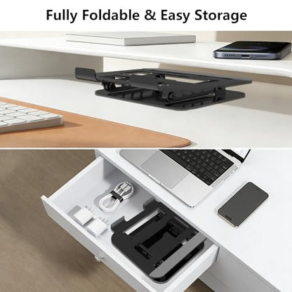 Adjustable Laptop Stand for Desk, Black | Ultra Stable Metal Base, Laptop Holder Riser, Fully Foldable, Easy to Storage & Carry, Fit for Laptop Under 18” - color: Black