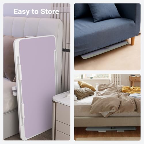iXTRA Laptop Lap Desk Include Cooling Fan,Adjustable Lap Desk with Light Fan,Folding Laptop Desk for Bed with USB,Bed Desk with Storage Drawer 56x32cm,Purple - color: Purple+holder,56x32cm