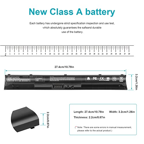 800049-001 KI04 Battery for HP Pavilion15-ab 15-an 17-g 15t-ab100 17t-g100 Series 15-ab143cl 15-ab223cl 15-ab153nr 15-an044nr 14-ab166us 17-ab220nr 17-g133cl 800009-421 800010-421 TPN-Q158 HSTNN-LB6S - size: 10.79*1.26*0.87inch KI04