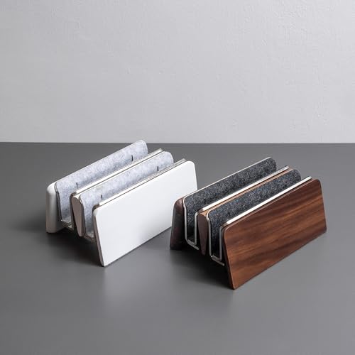 Raico Verical Laptop Stand MacBook Walnut Wood Dual Laptop Vertical Setup Holder Stand (Matte White, Dual Slot | Adjustable) - color: Matte White, size: Dual Slot | Adjustable