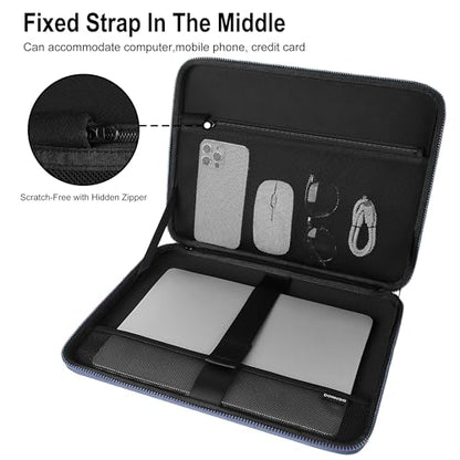 DOMISO 15.6-16 Inch Laptop Hard Case, Waterproof Shockproof Hard Shell Laptop Sleeve Protective Computer Bag for Macbook Pro/Lenovo IdeaPad/HP ENVY/Dell XPS, Navy Blue - color: Navy Blue, size: 15 - 15.6 Inch