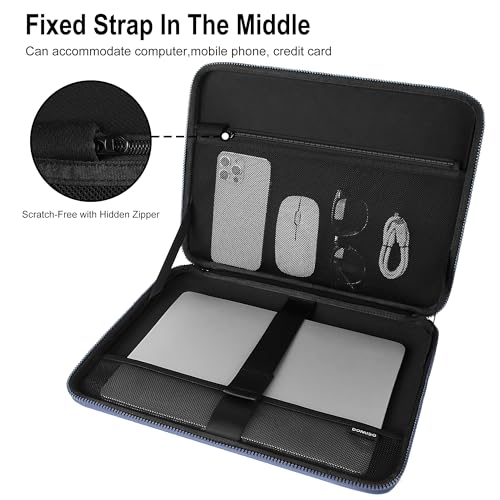 DOMISO 13.3-14 Inch Laptop Hard Case, Waterproof Shockproof Hard Shell Laptop Sleeve Protective Computer Bag for Macbook Pro/Lenovo ThinkPad/Dell XPS/HP Pavilion,Navy Blue - color: Navy Blue, size: 14 Inch