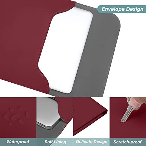 MOSISO Laptop Case 13.3 inch, 13-13.3 inch Laptop Sleeve Compatible with MacBook Neo 13 A18 Pro A3404 /Air 13/Pro 13/Pro 14 M5 M4 M3 M2 M1, Faux Suede Leather Case with Small Bag, Wine Red - color: Wine Red