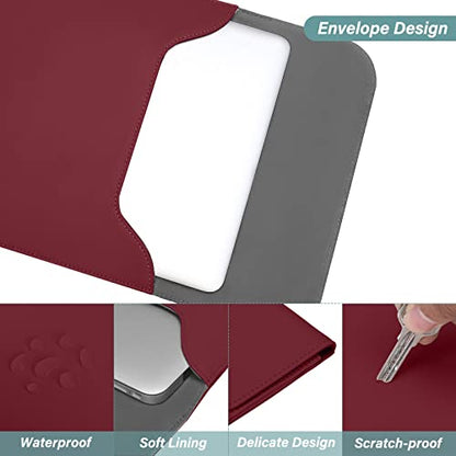 MOSISO Laptop Case 13.3 inch, 13-13.3 inch Laptop Sleeve Compatible with MacBook Neo 13 A18 Pro A3404 /Air 13/Pro 13/Pro 14 M5 M4 M3 M2 M1, Faux Suede Leather Case with Small Bag, Wine Red - color: Wine Red