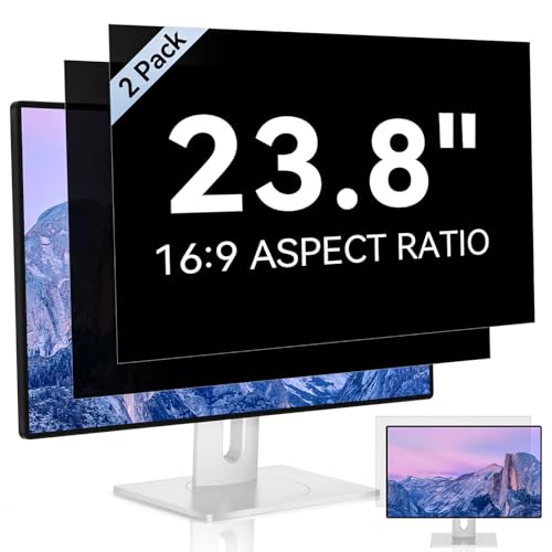 [2 Pack] 23.8 Inch Computer Privacy Screen for 16:9 Aspect Ratio Widescreen Monitor, Eye Protection Anti Glare Blue Light Computer Monitor Privacy Filter, Removable Anti-Scratch 23.8in Protector - size: 23.8" (16:9)