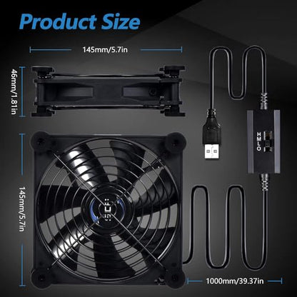 Quiet 140mm USB 5V Portable Cooling Fan for Flat Panel TV Receiver Router DVR PlayStation Xbox Computer Cabinet Cooler - size: Usb 140mm Fan