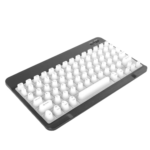PUSOKEI Wireless Keyboard, Lightweight & Slim Keyboard for Travel, Quiet & Comfortable Typing with Protective Cover, Compatible with Various Devices (White) - color: White
