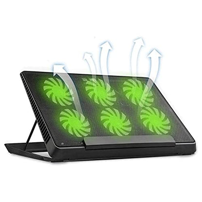 Cooling Pad Gaming Laptop Cooler - USB Powerful Laptop Cooling Pad with 6 Fans Quiet Slim, Light Weight Fits for 15.6-17Inch Notebook Very Silent
