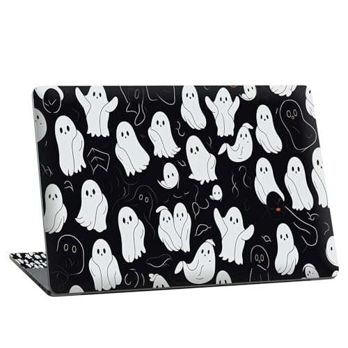 Universal Laptop Skin Sticker with 2 Wrist Pad Skins, Waterproof Scratch Resistant Vinyl Laptop Cover Decal, Cut to Fit for 11–15.6 Inch MacBook HP Dell Lenovo, Halloween Cute Ghost - color: Halloween Cute Ghost