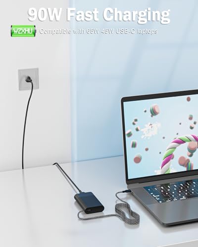 WZXHU 90W USB-C Power Adapter Compatible with HP Spectre x360 904144-850 904082-003 adp-90fe 2ln85aa Elitebook x360 1040 G5 1040 G4 Type C Ac Adapter