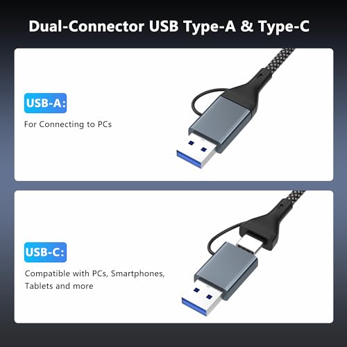 USB to Ethernet Adapter 2.5Gb, Dual-Connector 2 in 1 USBA&USBC to 2.5 Gigabit Ethernet Adapter for Laptop/iPhone16/17, Wired LAN Network Adapters, USB to RJ45 Computer Network Adapters