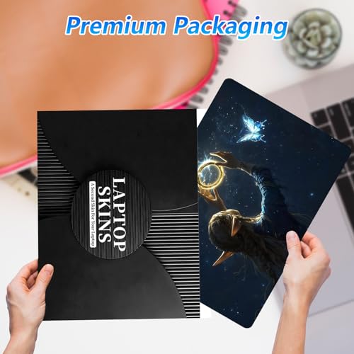 Universal Laptop Skin Sticker Decal with 2 Wrist Pad Skins, Waterproof Scratch Vinyl Cover for 11–15.6 Inch MacBook, HP, Dell, Lenovo, Cutable & Reusable,Elven Girl Magic Ring - color: Elven Girl Magic Ring