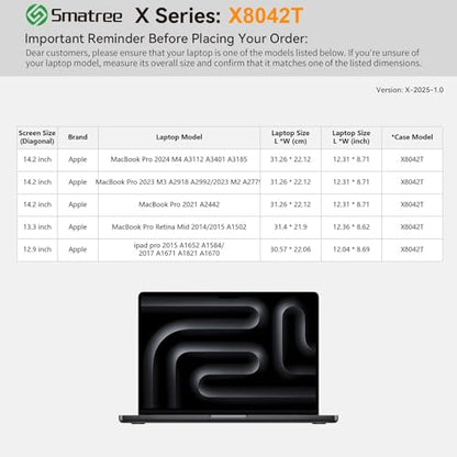 Smatree Hard EVA Protective Case Compatible for 14.2 inch MacBook Pro M5 2025/M4 2024/M3/M2/M1/A2918/A2992/A2779, 13.3 inch MacBook Pro 2015-2012/A1502/A1245/A1425, 12.9inch iPad Pro 2017/2015(X8042T)