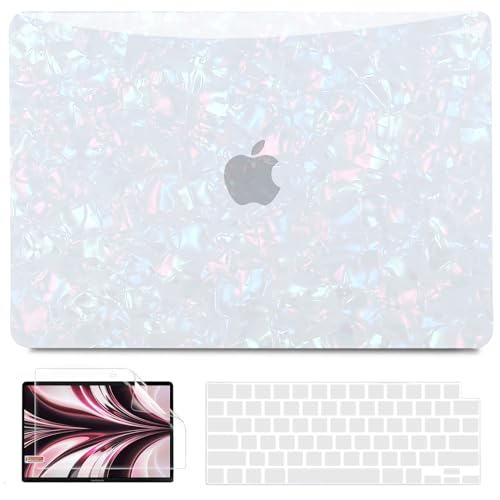 B BELK Compatible with MacBook Air 13 inch Case M5 2026 2025 2024-2022 M4 M3 M2 A3449 A3240 A3113 A2681, Plastic Hard Shell+Keyboard Cover+Screen Protector for MacBook Air 13.6 inch Case, Shiny Pearl - color: Shiny Pearl