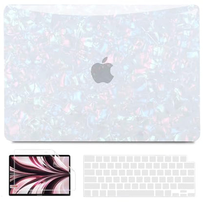 B BELK Compatible with MacBook Air 13 inch Case M5 2026 2025 2024-2022 M4 M3 M2 A3449 A3240 A3113 A2681, Plastic Hard Shell+Keyboard Cover+Screen Protector for MacBook Air 13.6 inch Case, Shiny Pearl - color: Shiny Pearl