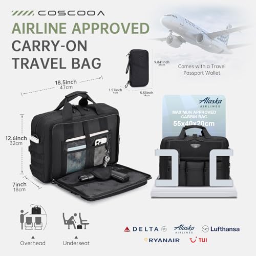 Large Tactical Laptop Bag for Men, Military 17.3 Inch Computer Bag Briefcase with Passport Wallet, Carry on Messenger Bag - color: Black